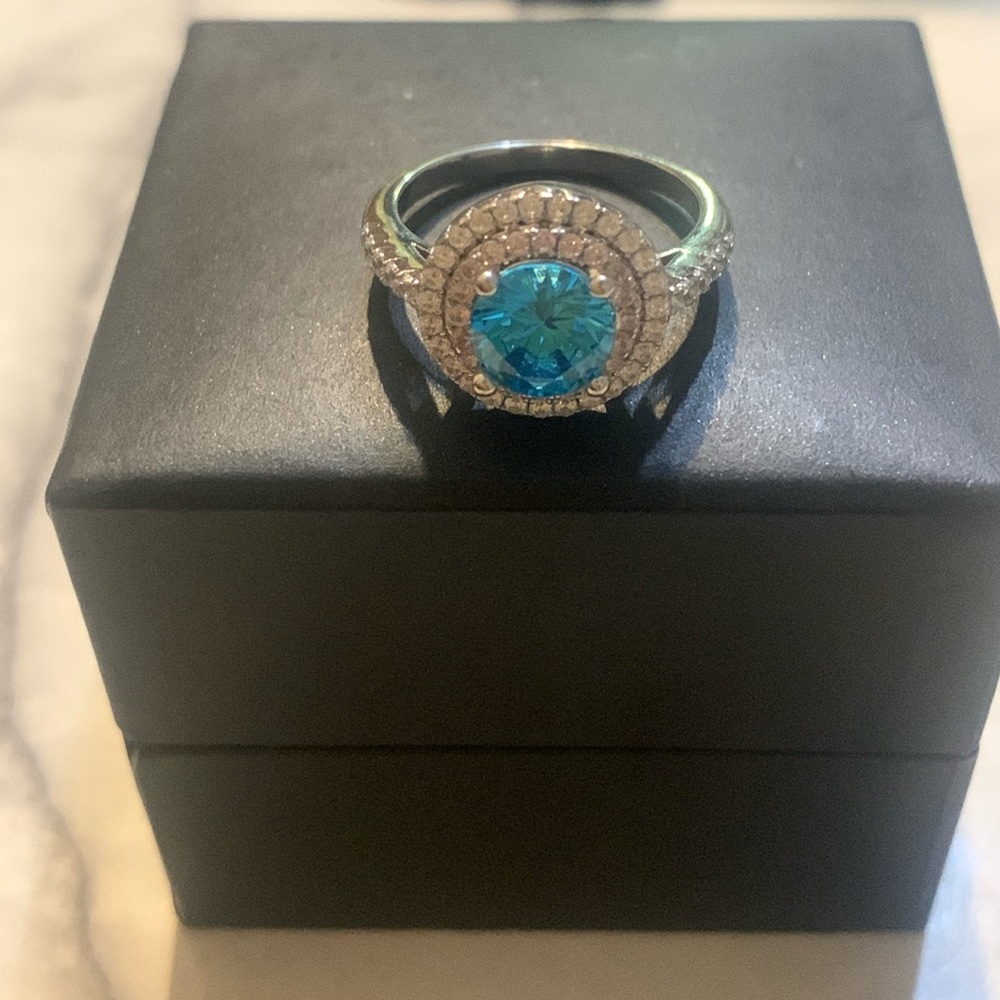 Sterling silver ring with blue and pink stone